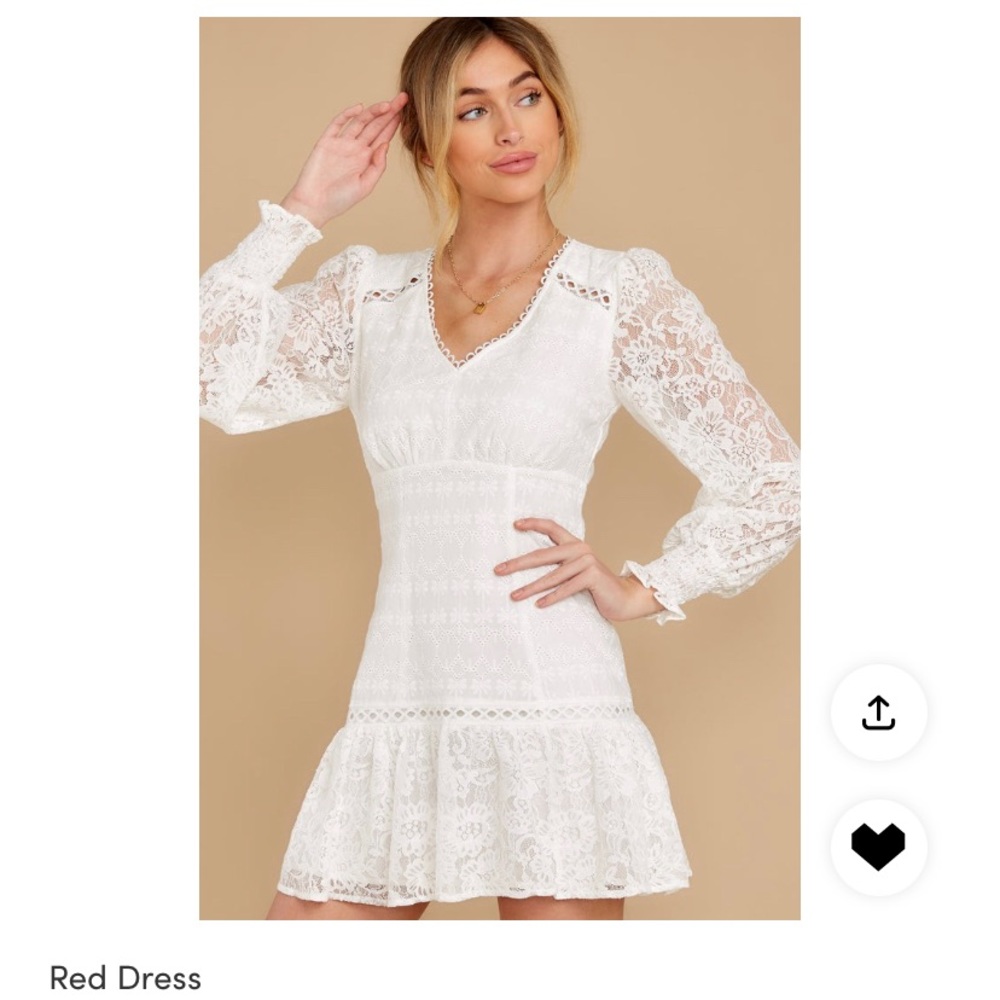 Lace long sleeve white dress size xs brand new